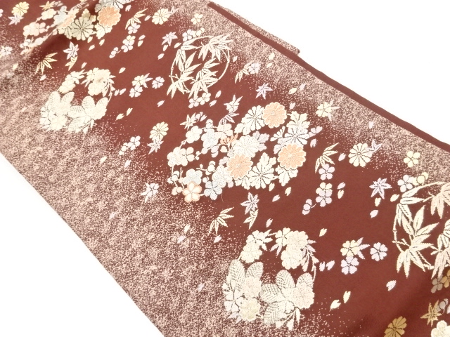 JAPANESE NAGOYA OBI / WOVEN MIST & FLOWER